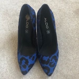 Blue cheetah print aldo heels
